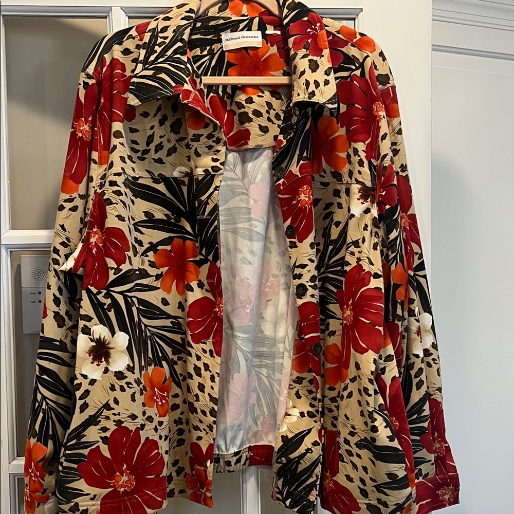 Alfred Dunner Red and Orange Floral Print Shirt